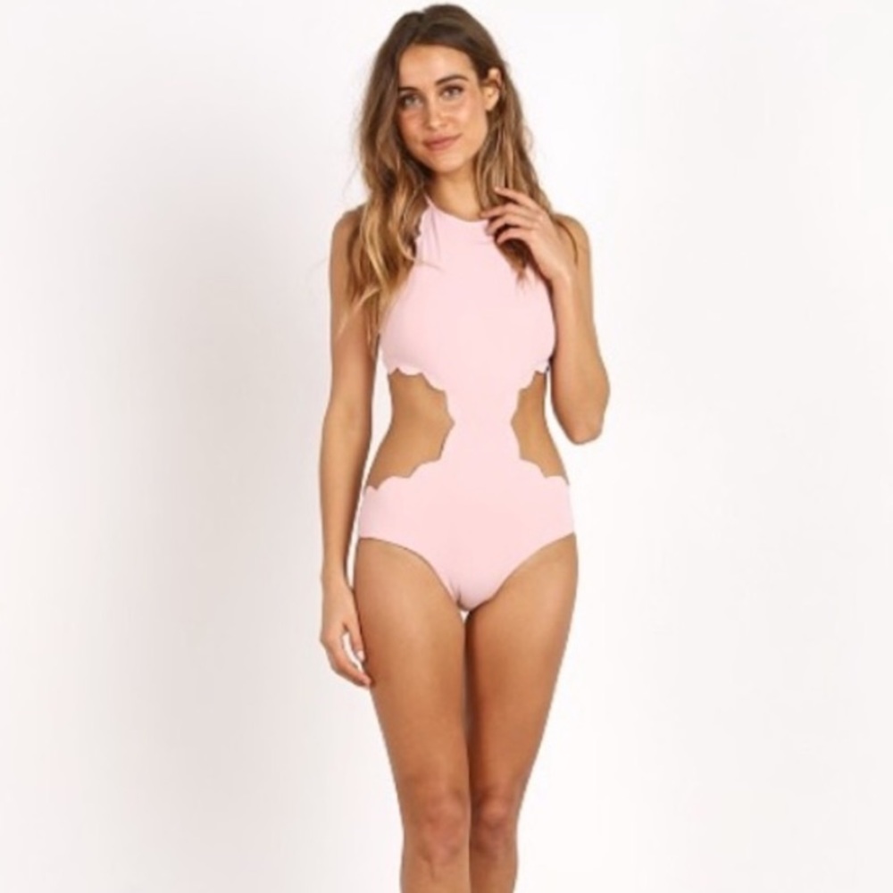 marysia // pink antibes cutout one-piece swimsuit